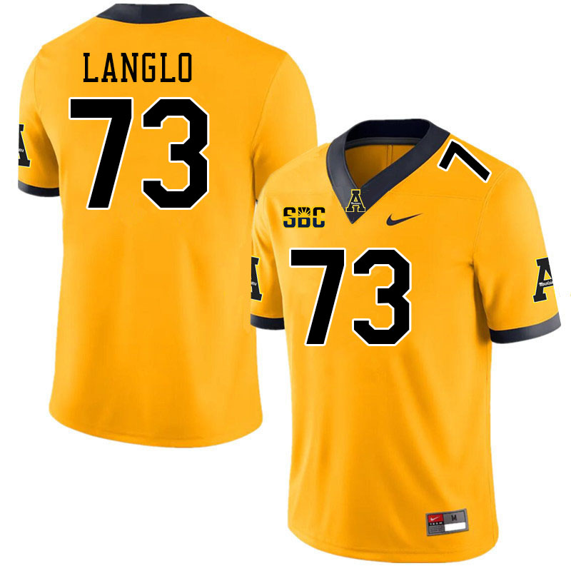 Men #73 Garner Langlo Appalachian State Mountaineers College Football Jerseys Stitched-Gold